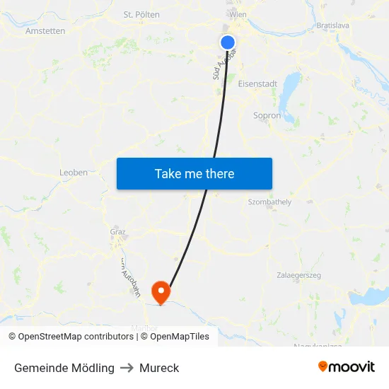 Gemeinde Mödling to Mureck map