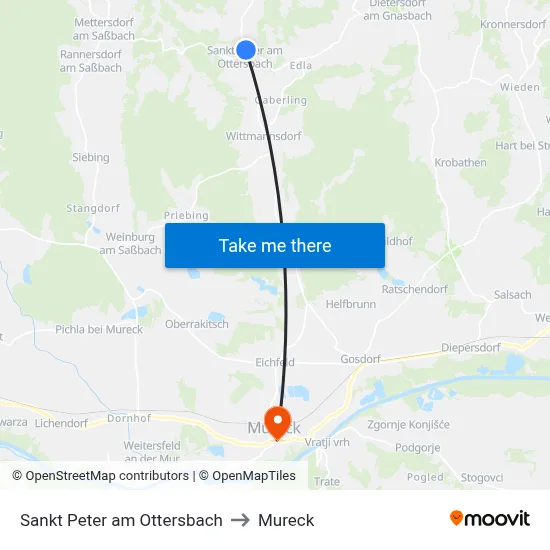 Sankt Peter am Ottersbach to Mureck map
