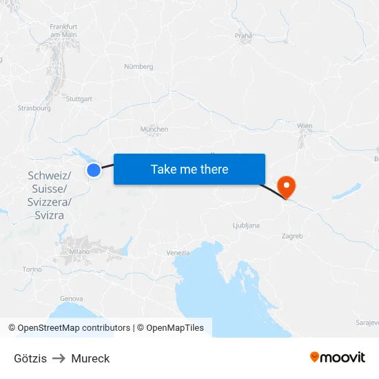 Götzis to Mureck map