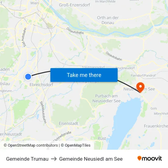Gemeinde Trumau to Gemeinde Neusiedl am See map