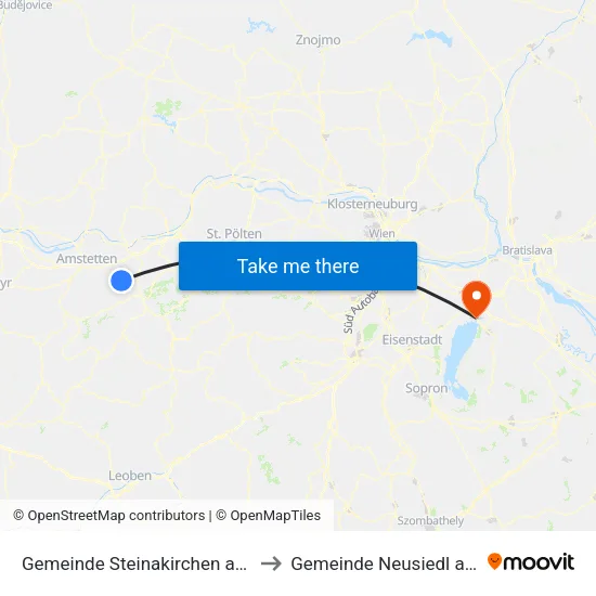 Gemeinde Steinakirchen am Forst to Gemeinde Neusiedl am See map