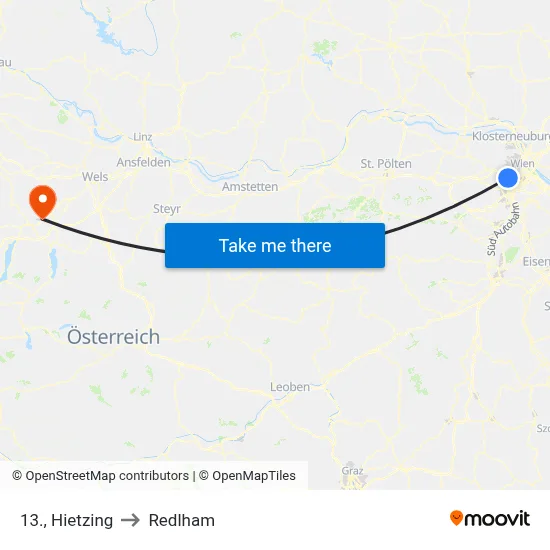 13., Hietzing to Redlham map