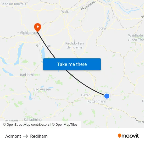 Admont to Redlham map