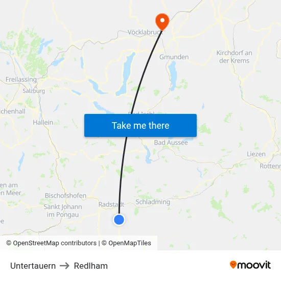 Untertauern to Redlham map