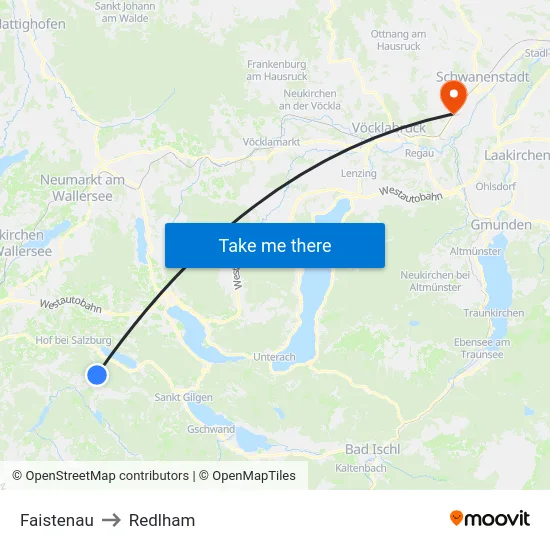 Faistenau to Redlham map