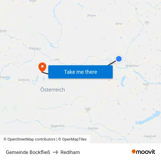 Gemeinde Bockfließ to Redlham map