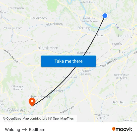 Walding to Redlham map