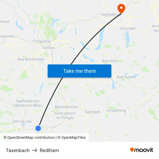Taxenbach to Redlham map