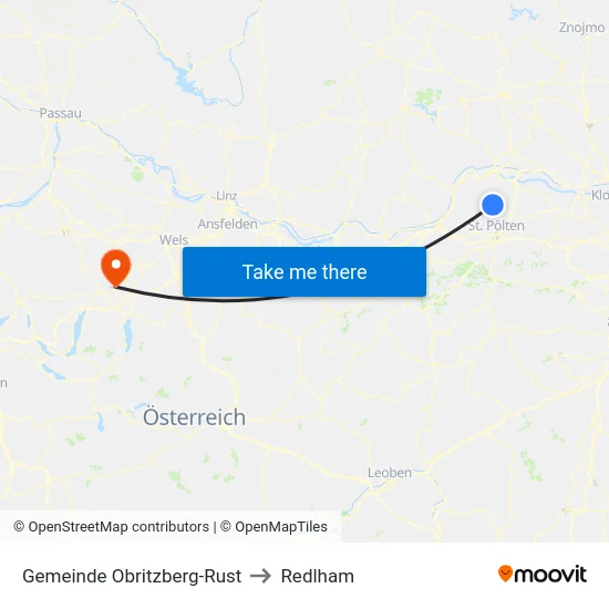 Gemeinde Obritzberg-Rust to Redlham map