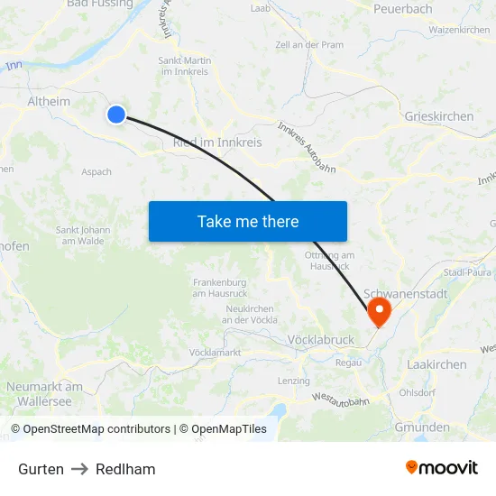 Gurten to Redlham map