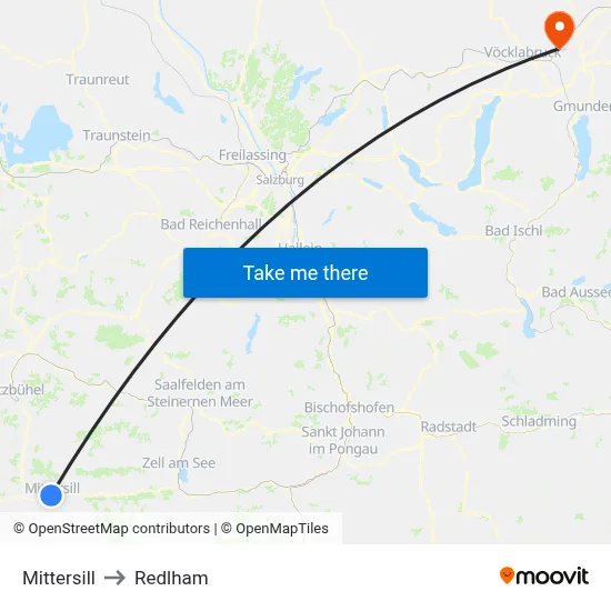 Mittersill to Redlham map