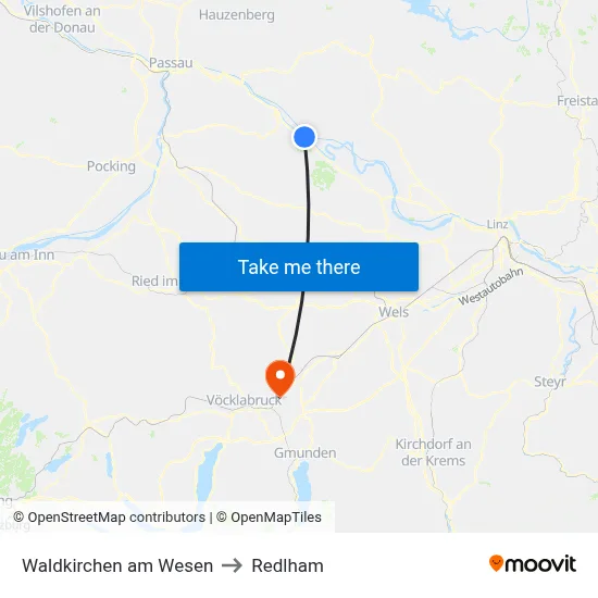 Waldkirchen am Wesen to Redlham map