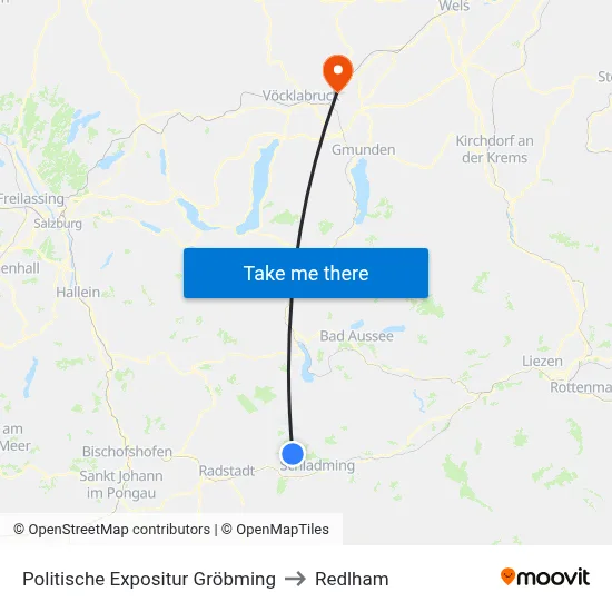 Politische Expositur Gröbming to Redlham map