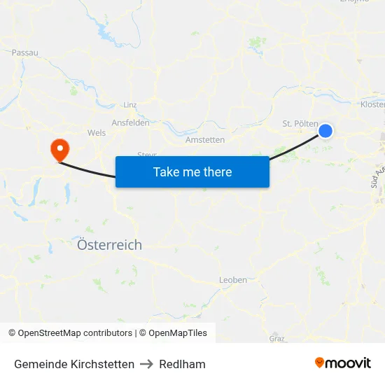 Gemeinde Kirchstetten to Redlham map