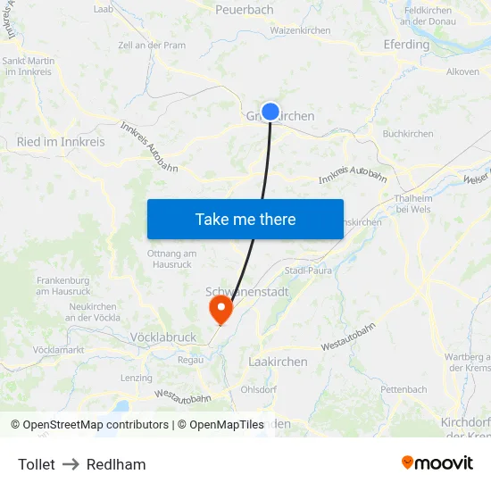 Tollet to Redlham map