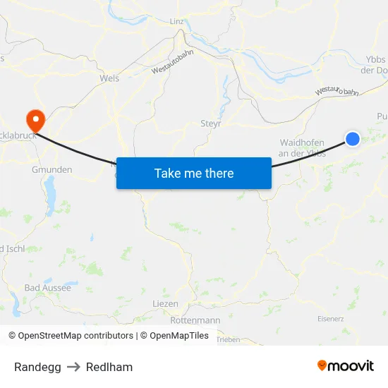 Randegg to Redlham map