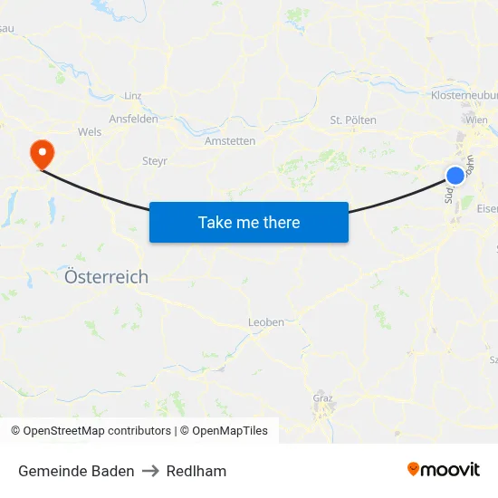 Gemeinde Baden to Redlham map