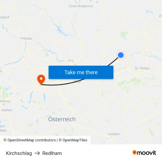 Kirchschlag to Redlham map