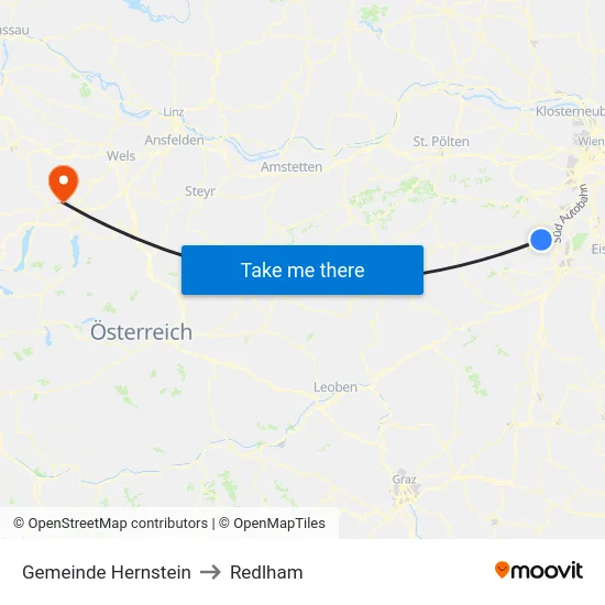Gemeinde Hernstein to Redlham map