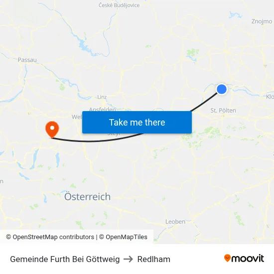 Gemeinde Furth Bei Göttweig to Redlham map