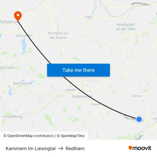 Kammern Im Liesingtal to Redlham map