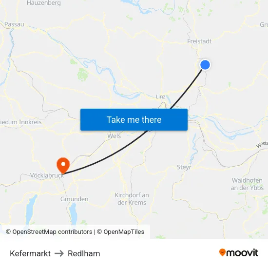 Kefermarkt to Redlham map