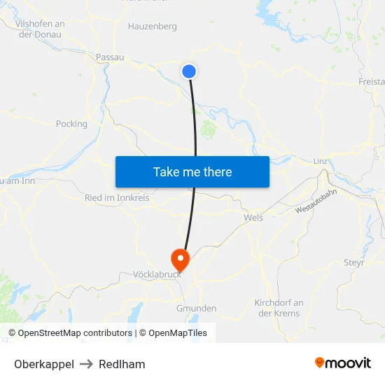 Oberkappel to Redlham map