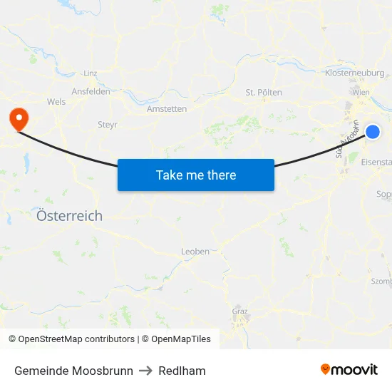 Gemeinde Moosbrunn to Redlham map