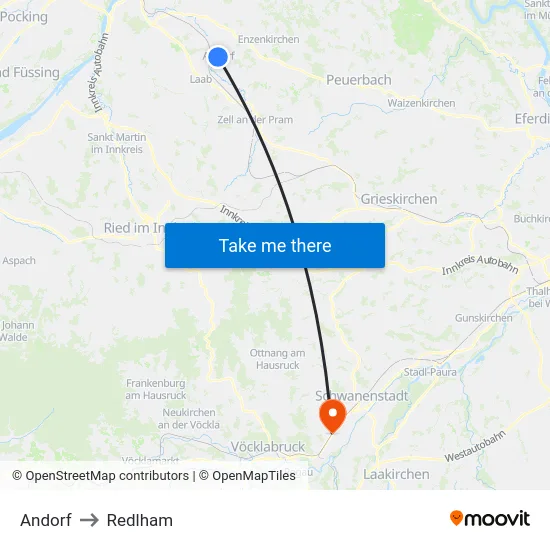 Andorf to Redlham map