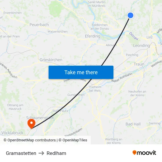 Gramastetten to Redlham map