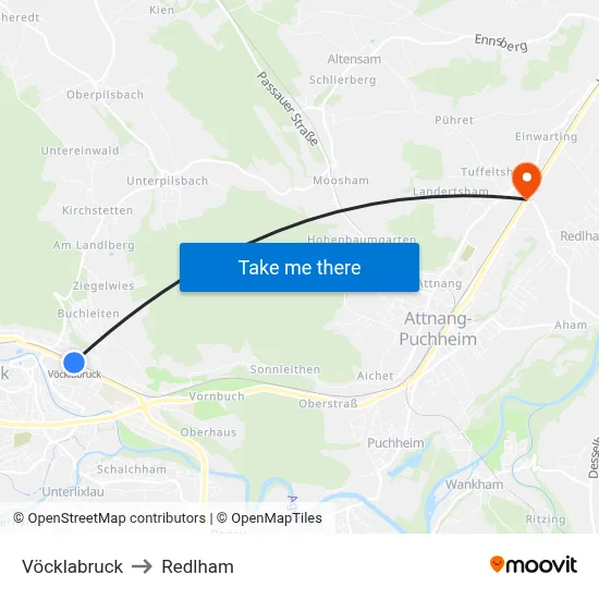 Vöcklabruck to Redlham map