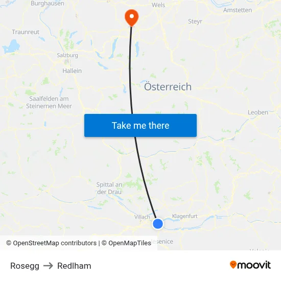 Rosegg to Redlham map
