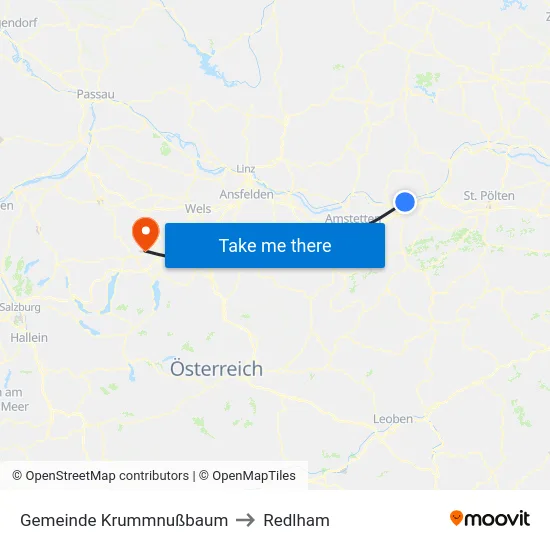 Gemeinde Krummnußbaum to Redlham map