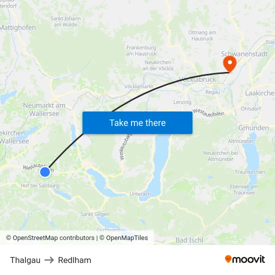 Thalgau to Redlham map