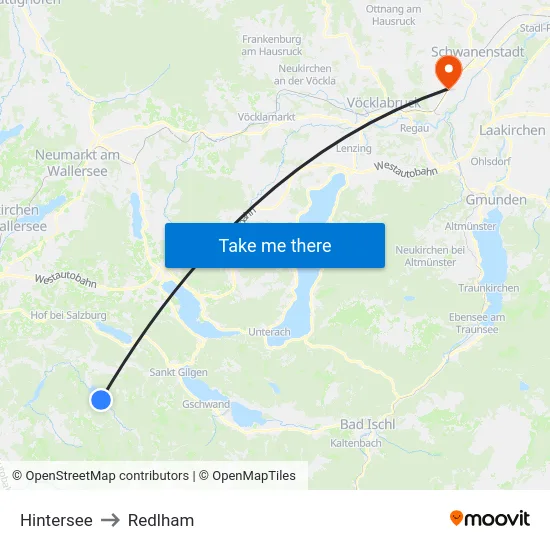 Hintersee to Redlham map