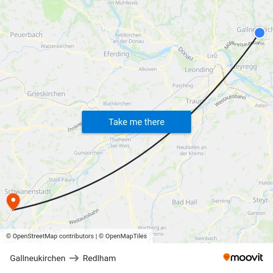 Gallneukirchen to Redlham map