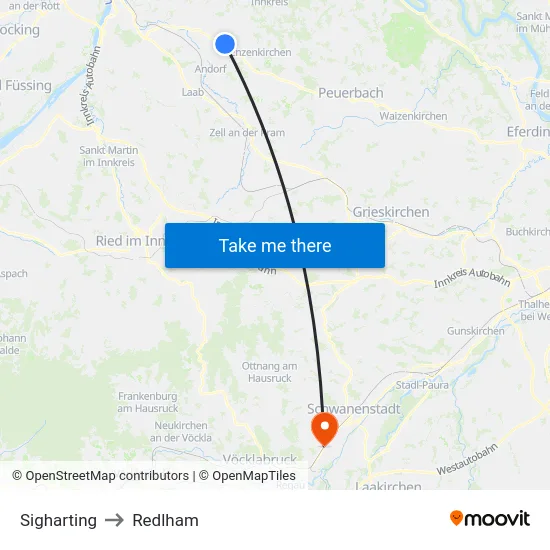 Sigharting to Redlham map
