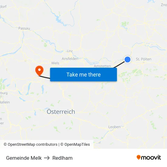 Gemeinde Melk to Redlham map
