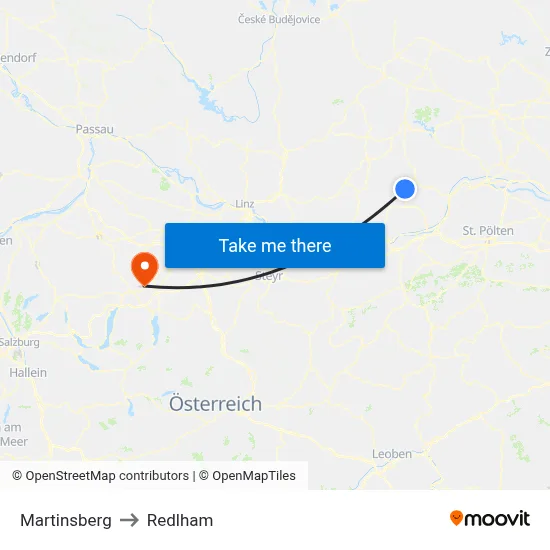 Martinsberg to Redlham map