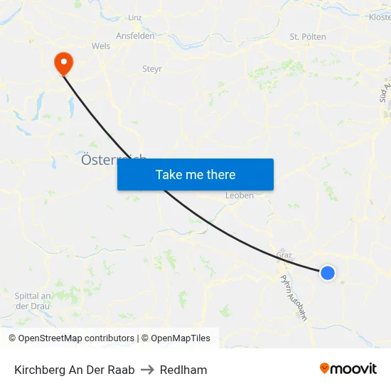 Kirchberg An Der Raab to Redlham map