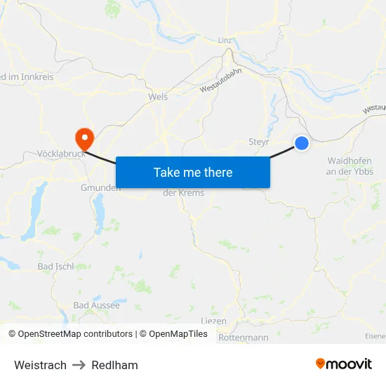 Weistrach to Redlham map