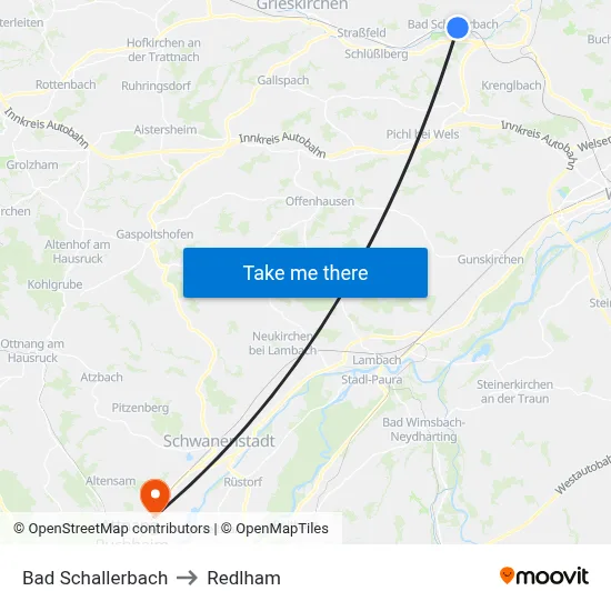 Bad Schallerbach to Redlham map