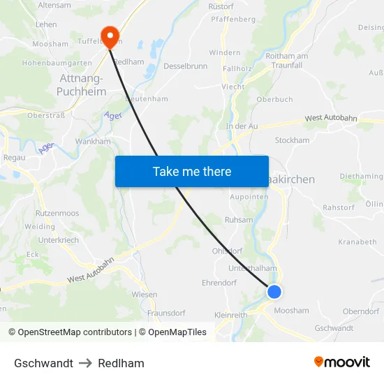 Gschwandt to Redlham map
