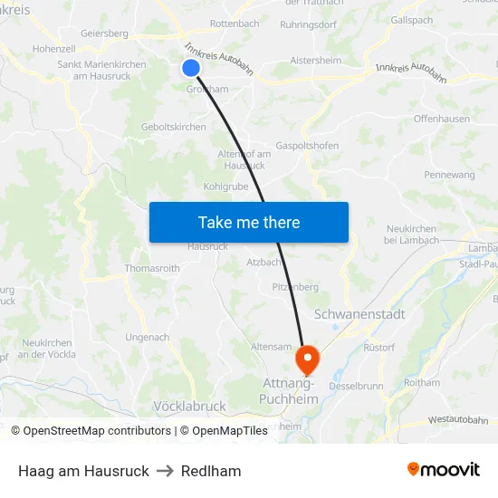 Haag am Hausruck to Redlham map