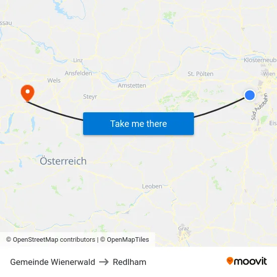 Gemeinde Wienerwald to Redlham map
