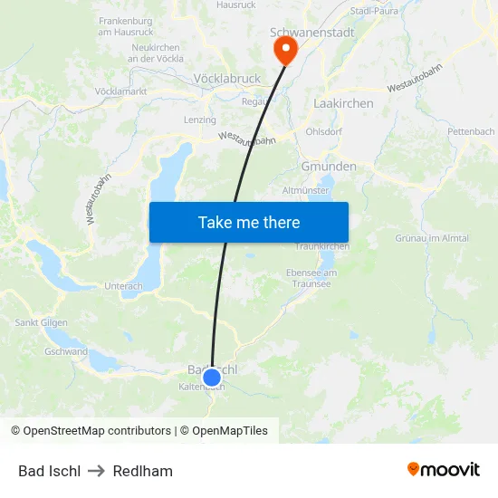Bad Ischl to Redlham map