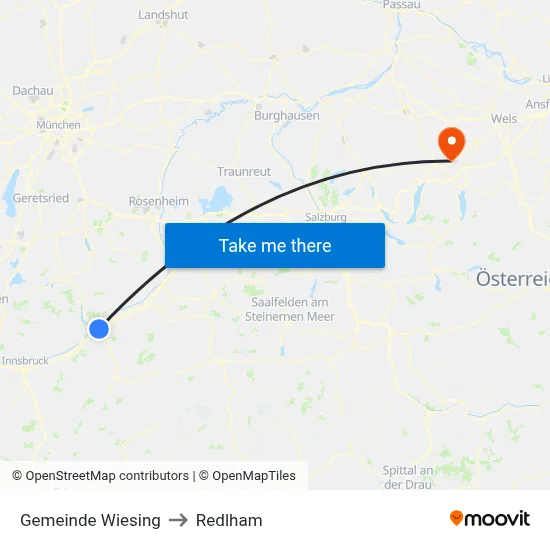 Gemeinde Wiesing to Redlham map