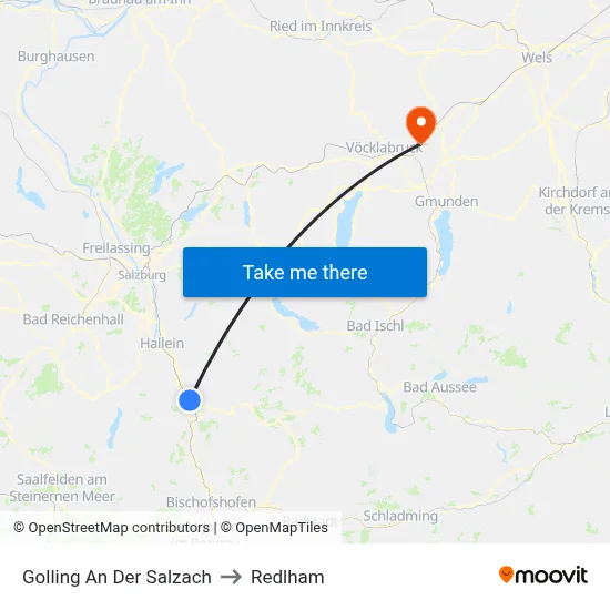 Golling An Der Salzach to Redlham map