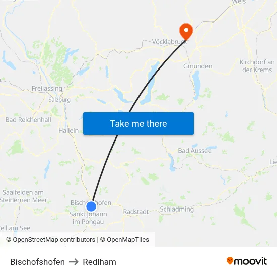 Bischofshofen to Redlham map