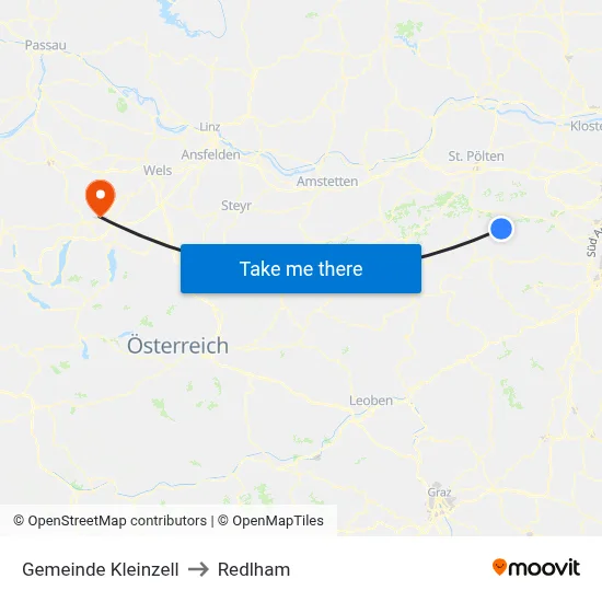 Gemeinde Kleinzell to Redlham map